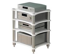 Easnuroz HIFI Audio Cabinet 2/3/4-Tiers HIFI Record Player Stand HiFi Racks And Stands Audio Rack Cabinet AV Shelf TV Table For Amp/Turntable/Sky Box/Printer (White-A, 60 * 48 * 85cm(4Tier))