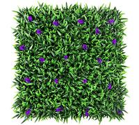 Easnwllim 12PCS 20" X 20" Artificial Lavender Flowers Topiary Hedge Plant Grass Backdrop Wall Greenery Panels for Indoor Outdoor Privacy Fence Home Decor(Seedling Grass)