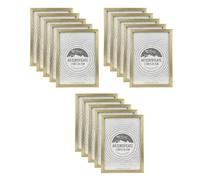 EASON BROS 15 FRAMES - Gold A4 Photo Frames, Contemporary Picture Frames with Clear Glass Front, Elegant Ribbed Design for Wall Hanging & Tabletop Display, Home Office Décor Frames