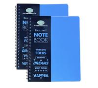 Eason Bros - 2 Pack A4 Spiral Notebooks - Classic Blue Wire Bound A4 Subject Notebook with 68GSM Thick Paper 140 Lined Pages, Durable PVC Cover College Ruled Journal for Work Office School - 28 x 21cm