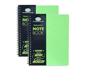 Eason Bros 2 Pack A4 Spiral Notebooks - Green College Ruled Writing Pads with 140 Lined Pages, 68GSM Thick Paper & Durable PVC Covers - Professional Notepads for School, Office, Study & Journaling