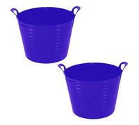 EASON BROS 20-26L Set of 2 - Purple Flexible Plastic Tubs - Heavy Duty Small Garden Trug with Handle - Multipurpose Storage Container for Washing, Gardening, Construction- Indoor & Outdoor Uses - UK