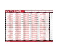 Eason Bros - 2026 Full Year Wall Planner A1 Large 85cm x 58cm Laminated Wall Calendar with Stickers & Dry Wipe Pen, Academic Year Planner 2026 Annual Poster Perfect for Office School & Home - Red (1)