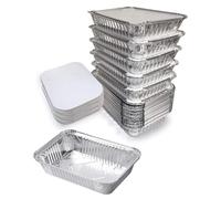 Eason Bros - 25 Pack Large Aluminum Foil Trays with Lids 750ml - Strong & Sturdy Foil Food Container for Meal Prep, Cooking, Baking, BBQ Deep Tin Foil Tray - Disposable & Reusable Takeaway Containers