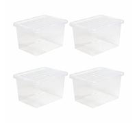 Eason Bros 25L Clear Plastic Storage Boxes with Lids - 100% Recycled Strong Transparent Reusable Crates, Stackable & Nestable Storage Containers for Home, Office, Loft & Garage Organisation Use