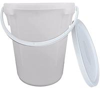 Eason Bros 25L White Storage Bucket Plastic Handle & Tamper Evident Lid Food Grade Heavy Duty BPA Free Plastic Multipurpose Storage Container for Animal Feed, Home Brew & Garage Storage