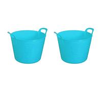EASON BROS 26L -Set of 2 Heavy Duty Flexible Plastic Tub- Sky Blue - Multi Purpose Flexible Trug for Gardening, Cleaning, Home and Laundry - Indoor and Outdoor Use Bucket - Made in UK