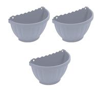 Eason Bros - 3 Pack 30cm Wall Hanging Planters - Grey Plastic Etruscan-Style Railing Plant Pots for Balcony, Fence & Garden - Durable Outdoor/Indoor Hanging Flower Baskets for Home Décor - (3)