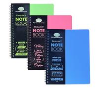 Eason Bros - 3 Pack Lined Hardcover Notebooks - A4 College Ruled Wirebound Writing Pads (Pink, Blue, Green), 140 Pages, 68GSM Thick Paper Journals Spiral Books for School, Office, Study & Note Taking