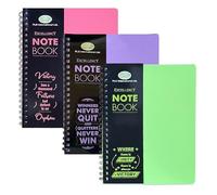 Eason Bros - 3 Pack Lined Hardcover Notebooks - A4 College Ruled Wirebound Writing Pads (Pink, Green, Purple), 140 Pages, 68GSM Thick Paper Journals Spiral Books for School Office, Study & Note Taking