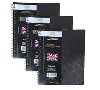Eason Bros - 3 Pack Lined Hardcover Notebooks - Black A4 College Ruled Wirebound Writing Pads 140 Pages, 68GSM Thick Paper Journals Spiral Books for School Office, Study & Note Taking