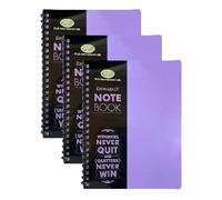 Eason Bros - 3 Pack Lined Hardcover Notebooks - Purple A4 College Ruled Wirebound Writing Pads140 Pages, 68GSM Thick Paper Journals Spiral Books for School Office, Study & Note Taking