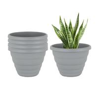 Eason Bros - 3 Pack Plastic Plant Pot, 40cm Round Flower Pot, Beehive Design Stylish Planter for Home Office Balcony Decor Flowerpot, Classic Indoor Outdoor Grey Planter for Orchid, Lily, Snake Plant