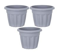 Eason Bros - 3 Pack Small 25cm Plastic Planters (4.5L) - Heavy-Duty Round Garden Plant Pots for Indoor/Outdoor Use, Patio & Floor Display - Upcycled Grey Vista Flower Pots - Made in UK - (25cm)