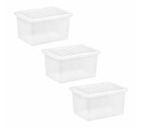 Eason Bros 3 x 25L Litre Large Crystal Clear Plastic Storage Box with Lid Stackable Nestable Container Multipurpose Organising Box, Heavy Duty Storage Organiser for Home Office Garage Toys Kitchen