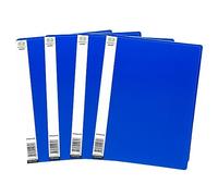 Eason BROS 4 Folders x A4 Blue Display File 20 Pocket Presentation Folder, Flexi Portfolio Book with Copy Safe Pockets for Certificates, Reports, Projects, School Work, Office Filing and Interviews
