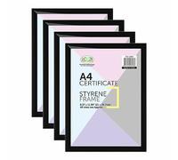 Eason Bros - 4 Pack A4 Picture Frames, Classic Black Photo Frames with Clear Styrene Front, Wall Mount or Tabletop Display, Portrait or Landscape Ideal for Certificates, Posters, Artwork - 21 x 29.7cm