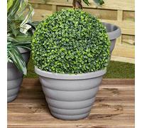 Eason Bros - 40cm Large Grey Plant Pot Creative Beehive Design Round Plastic Planter for Indoor & Outdoor Plants, Stylish & Durable Garden Flower Pot for Herbs, Seedlings, Flowers Nursery Use (2 Pcs)