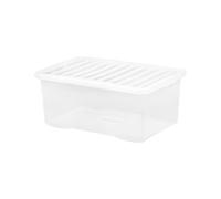 Eason Bros 45L Crystal Clear Plastic Storage Box with Secure Clip-On Lid - Stackable Strong Storage Container for Home, Office & School Organisation (45L Litre)