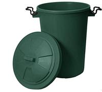 Eason Bros - 50L Large Heavy Duty Colourful Plastic Dustbin with Secure Clip Lock Lid - Durable, Weather-Resistant Indoor/Outdoor Bin for Rubbish, Garden Waste, Storage or Animal Feed (Dark Green)