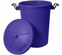 Eason Bros - 50L Large Heavy Duty Colourful Plastic Dustbin with Secure Clip Lock Lid - Durable, Weather-Resistant Indoor/Outdoor Bin for Rubbish, Garden Waste, Storage or Animal Feed (Purple)