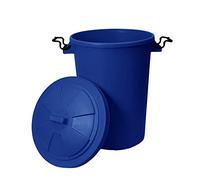 Eason Bros - 50L Large Heavy Duty Colourful Plastic Dustbin with Secure Clip Lock Lid - Durable, Weather-Resistant Indoor/Outdoor Bin for Rubbish, Garden Waste, Storage or Animal Feed (Blue)