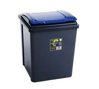 Eason Bros - 50L Plastic Recycling Bin with Flap Lid - Durable Kitchen & Office Waste Bin, Large Food Waste Caddy for Home, Garbage, Trash & Storage (Blue)