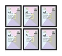 Eason Bros - 6 Pack A4 Picture Frame - Classic Design Black Photo Frame with Clear Styrene Front, Tabletop and Wall Mounting Picture Frames for Certificate, Poster, Prints, Artwork - Home & Office Use