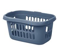 EASON BROS 60L Hipster Laundry Basket, Navy Blue, Oval Plastic, Integrated Handles, Lightweight, for Bedroom, Bathroom & Laundry Room