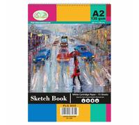Eason BROS A2 Sketch Pad 130 GSM - Large Spiral Bound Drawing Book, 15 Sheets White Cartridge Paper | Thick No Bleed Art Pad with Hard Back Cover for Artists, Students, Poster Making & Creative Work