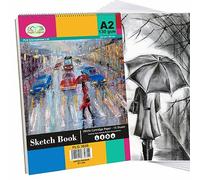 Eason Bros - A2 Spiral Bound Sketch Pad for Artists - Large A2 Drawing Pad 15 Sheets, 130 GSM Acid-Free Drawing Paper, Hardback Sketchbook (420 x 594 mm) - Ideal for Pen-Pencils-Pastels-Charcoal-Inks