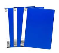 Eason BROS A4 Blue Display File 20 Pocket Presentation Book, Copy Safe Document Folder with Clear Sleeves for Certificates, Reports, CVS, School, Office & Interviews - (School & Office - Pack of 3)