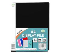 Eason Bros - A4 Display Folder, Black A4 Presentation Display Book with 20 Pockets Flexi Display Portfolio Book Folder for School, Presentations, Filing, Financial Document, Interviews & CVS - 1 Pack