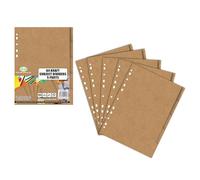 Eason Bros - A4 File Dividers 5-Tab, 25 Sheets Kraft Subject Divider,11 Multi Hole Punched Brown Index Page Ring Divider for Organised documents, Fit All A4 Portrait File Dividers