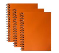 Eason Bros - A4 Hardback Wirebound Notebook - 3 Pack Lined Spiral Bound Notepads 140 Pages, Orange Hard Cardboard Cover, 68 GSM Paper - Stylish A4 Writing Pads for Students, Office Use & Daily Notes