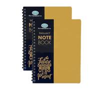 Eason Bros - A4 Notebook, 2 Pack Orange Wire Spiral Bound A4 Subject Notebooks 140 Lined Pages 68GSM Thick Paper, PVC Hardcover Collage Ruled Writing Pads for School Office Journaling, Note Taking