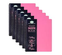 Eason Bros A4 Notebooks 6 Pack - Pink Spiral Bound Writing Pads, College Ruled 140 Lined Pages - Professional Notepads for School, Office & Study