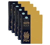 Eason Bros A4 Notebooks, Bulk Pack of 5 Spiral Bound College Ruled Notepads with 140 Pages, 68GSM Thick Paper, PVC Cover - Durable Lined Writing Journals for School Office & Study (Orange)