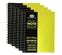 Eason Bros A4 Notebooks, Bulk Pack of 5 Spiral Bound College Ruled Notepads with 140 Pages, 68GSM Thick Paper, PVC Cover - Durable Lined Writing Journals for School Office & Study (Yellow)