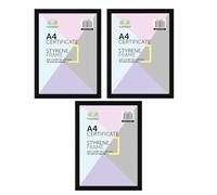 Eason Bros - A4 Photo Frame Set of 3 - A4 Black Picture Frames (21x29.7cm) with Styrene Front, Tabletop or Wall Mounted, Portrait or Landscape Orientation for Certificates, Home & Office Decoration