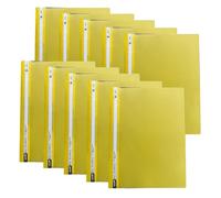 Eason BROS A4 Project Report Files - Plastic Presentation Document with Transparent Front Cover & 2-Prong Mechanism | Durable Folders for Office Reports, Coursework & Paper Storage - (10, Yellow)