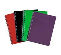 Eason Bros A4 Spiral Notebook - 4 Pack Twin Wirebound Colorful Notebook 140 Pages, 68gsm College Ruled Line Paper, Hard Cardboard Cover Bulk Writing Pads for School Office (Red, Black, Green & Purple)