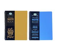 EASON BROS A4 Spiral Notebook, Twin Wire Bound, 140 Ruled Pages, 68 GSM Paper, Polypropylene Cover, Micro Perforated Pages, Hard Cover Writing Journal for School, Office & Study - (Orange + Blue)