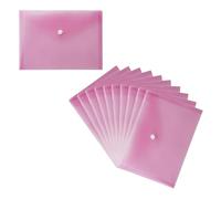 Eason Bros - Bright Pink A5 Document Wallets Folders, Waterproof Plastic Popper Wallets A5 [23 x 17cm] Document File Bag, Transparent Envelope with Snap Button Closure for Papers, Stationery (5 Pack)