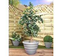 Eason Bros - Classic Round Planter Pots Pack of 4-40cm Stylish Beehive Design Grey Plant Pot, Modern Home Decor Plastic Flowerpot, Nursey Planter Durable Indoor/Outdoor Flower Pot for Garden, Office