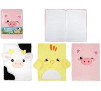 Eason Bros Farm Animal A5 Plush Notebooks - Cute Pig, Cow & Chick Fluffy Spiral Lined Diary Set for Girls & Kids, Soft Furry School Journal Novelty Stationery Gift (Assorted Design)