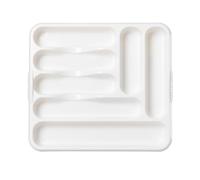 Eason Bros High-Grade Plastic 7-Compartment Large Cutlery Tray - Kitchen Drawer Organiser for Knives, Forks & Spoons, Compact Storage Tray 42 x 37 x 5 cm (Snow White)