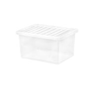 Eason Bros - Large 35L Plastic Storage Box with Clip Lid Stackable Clear Container for Clothes, Garage Tools, Office Organiser, Underbed, Loft, Utility & Home Storage Solution (Pack of 1)