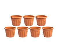 Eason Bros - Large Terracotta Planter 40cm - 7 Pcs Plastic Plant Pots Indoor Flower Pot Strong & Durable Plastic Outdoor Garden Patio Planters, Marked Drainage Hole, Round Planter Herb Plant Container