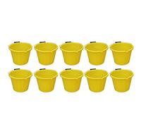 EASON BROS PACK OF 10-14L Builders Bucket 3 Gallon YELLOW Plastic Mixing Bucket with Durable Metal Handle, Measuring Guide, Pour Spout, Cement Mixing & Water Storage Bucket for Home Construction Use